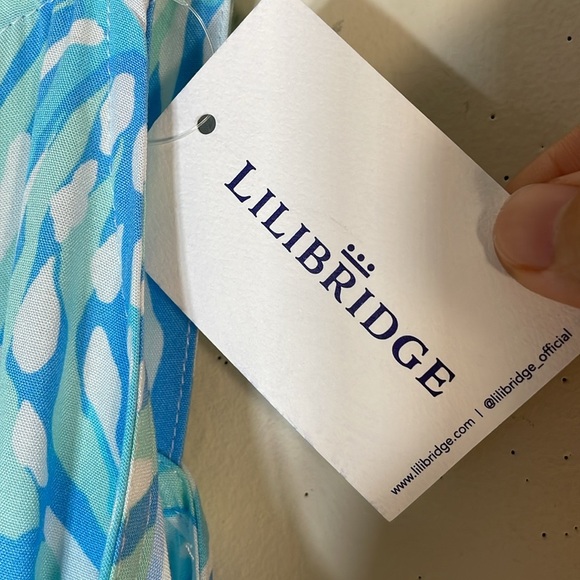 NWT. Lilibridge XS Blue Tropics Midi Dress. - Picture 8 of 12
